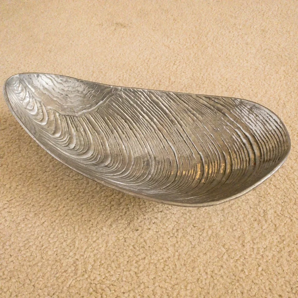 Arthur Court Mussel Shell Serving Bowl Silver Vintage 1977 Aluminum